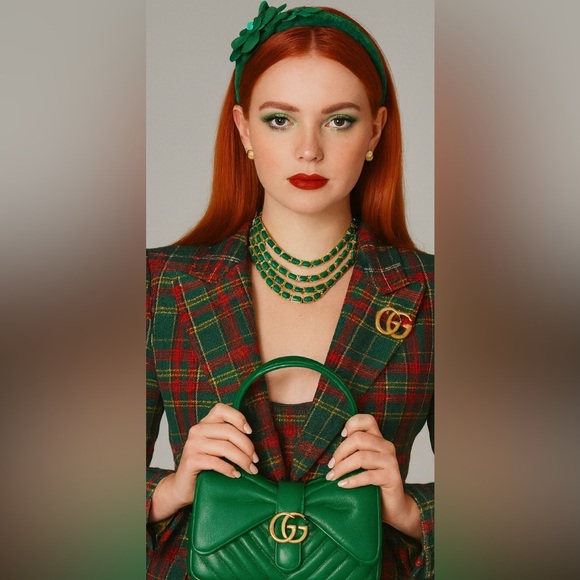 Chic Emerald and Gold Necklace - Picture 2 of 5